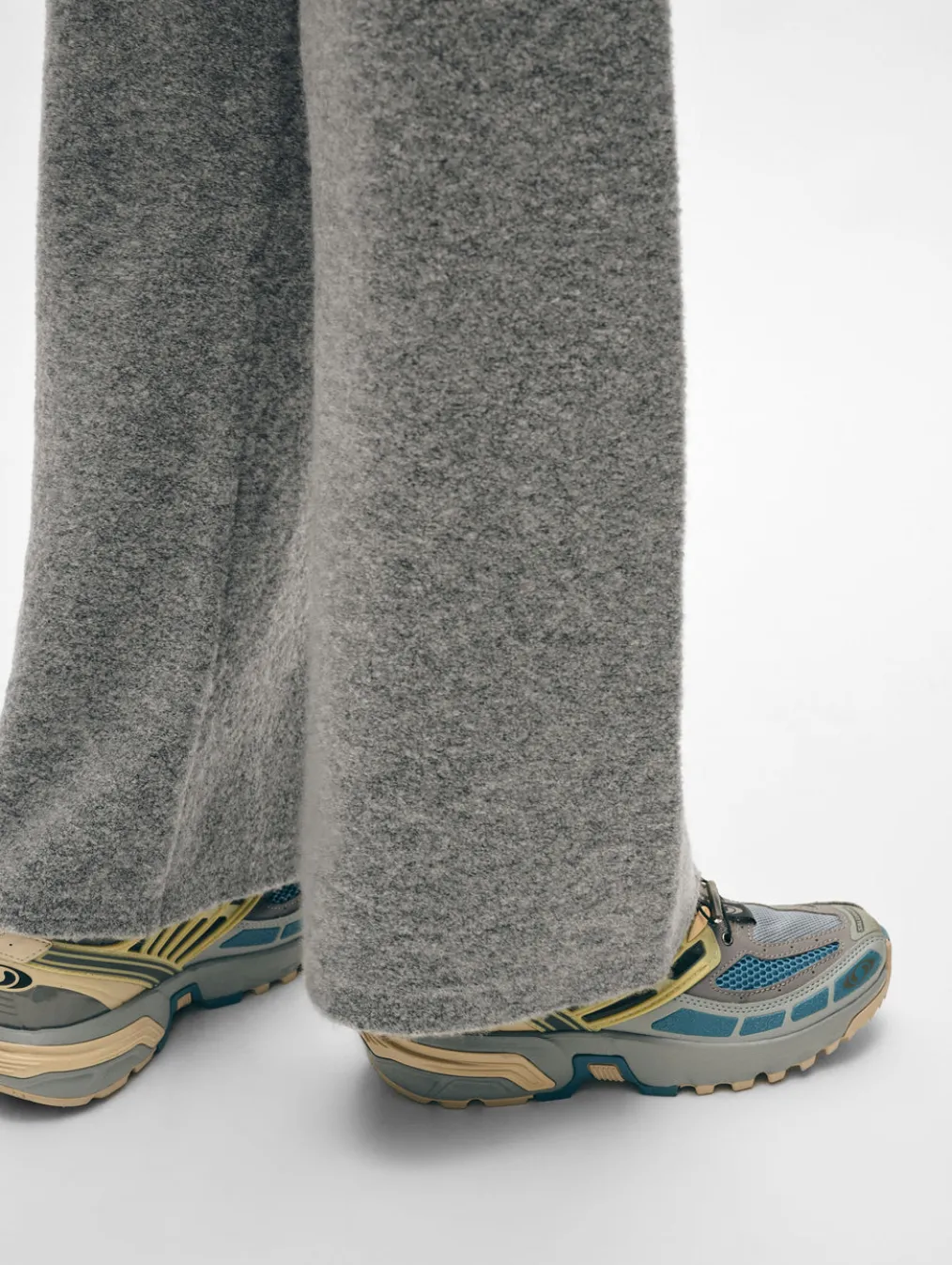 merino cashmere boucle wide leg pant