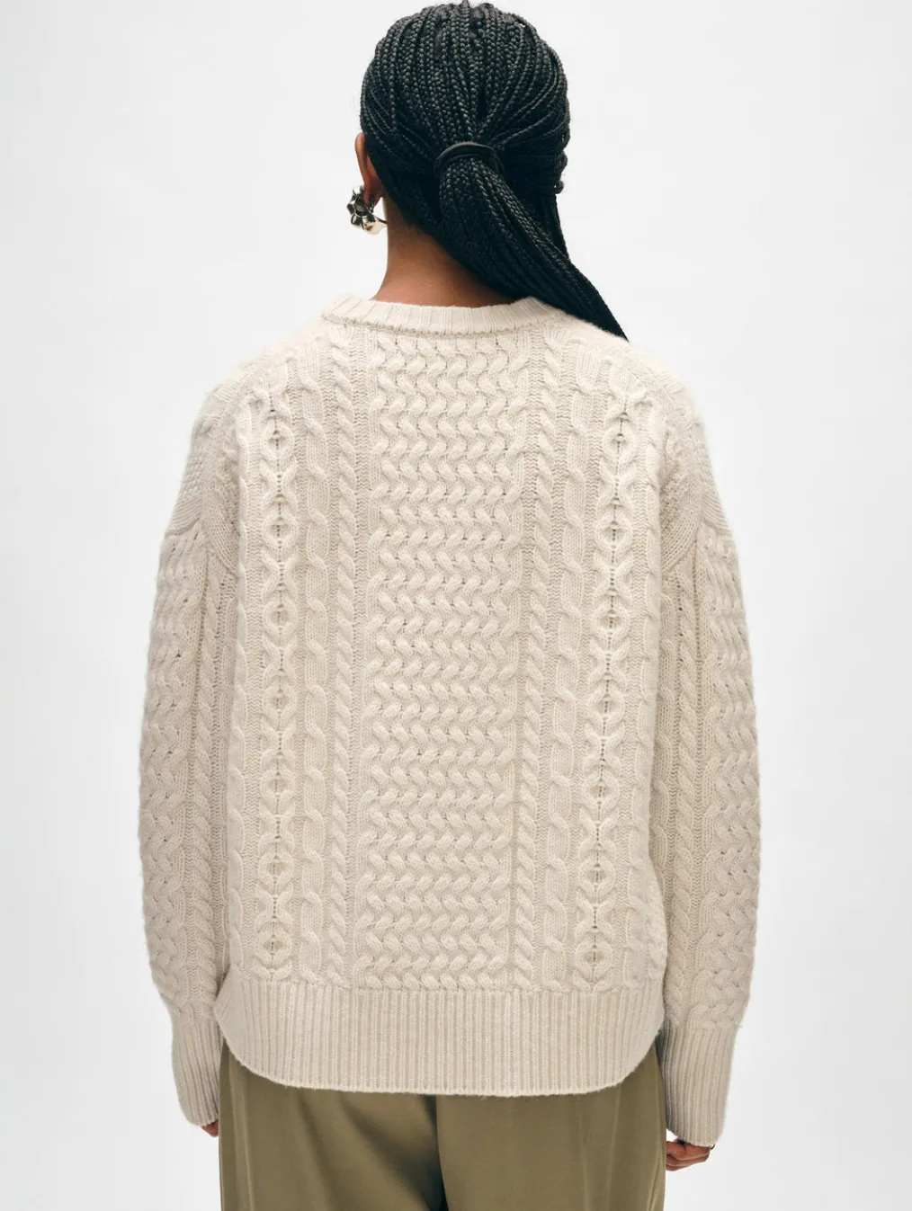 merino cashmere cable crewneck