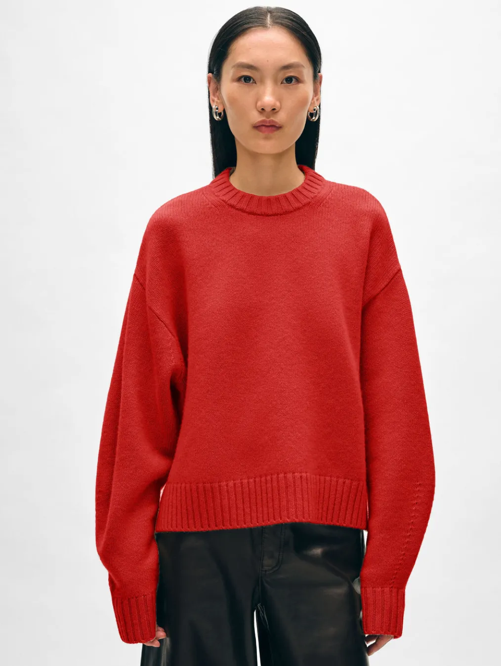 merino cashmere drop shoulder crewneck