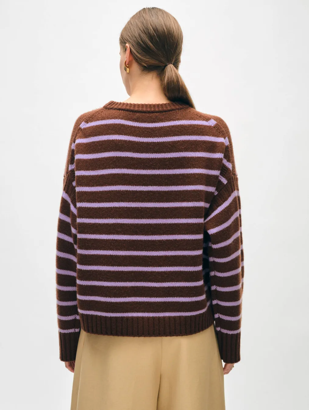 merino cashmere striped crewneck