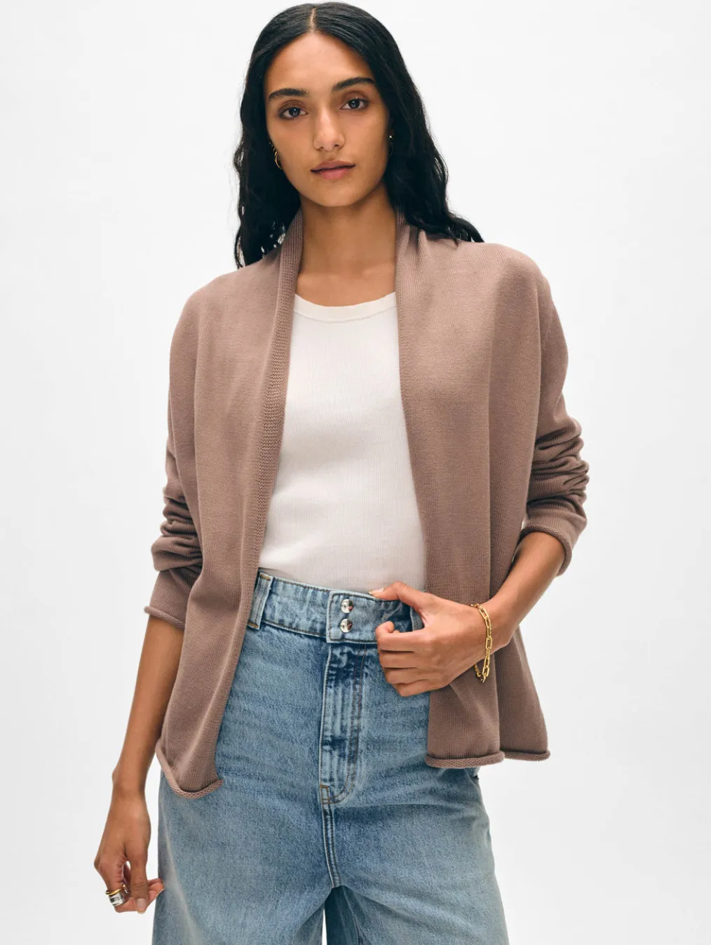 organic cotton mini trapeze cardigan