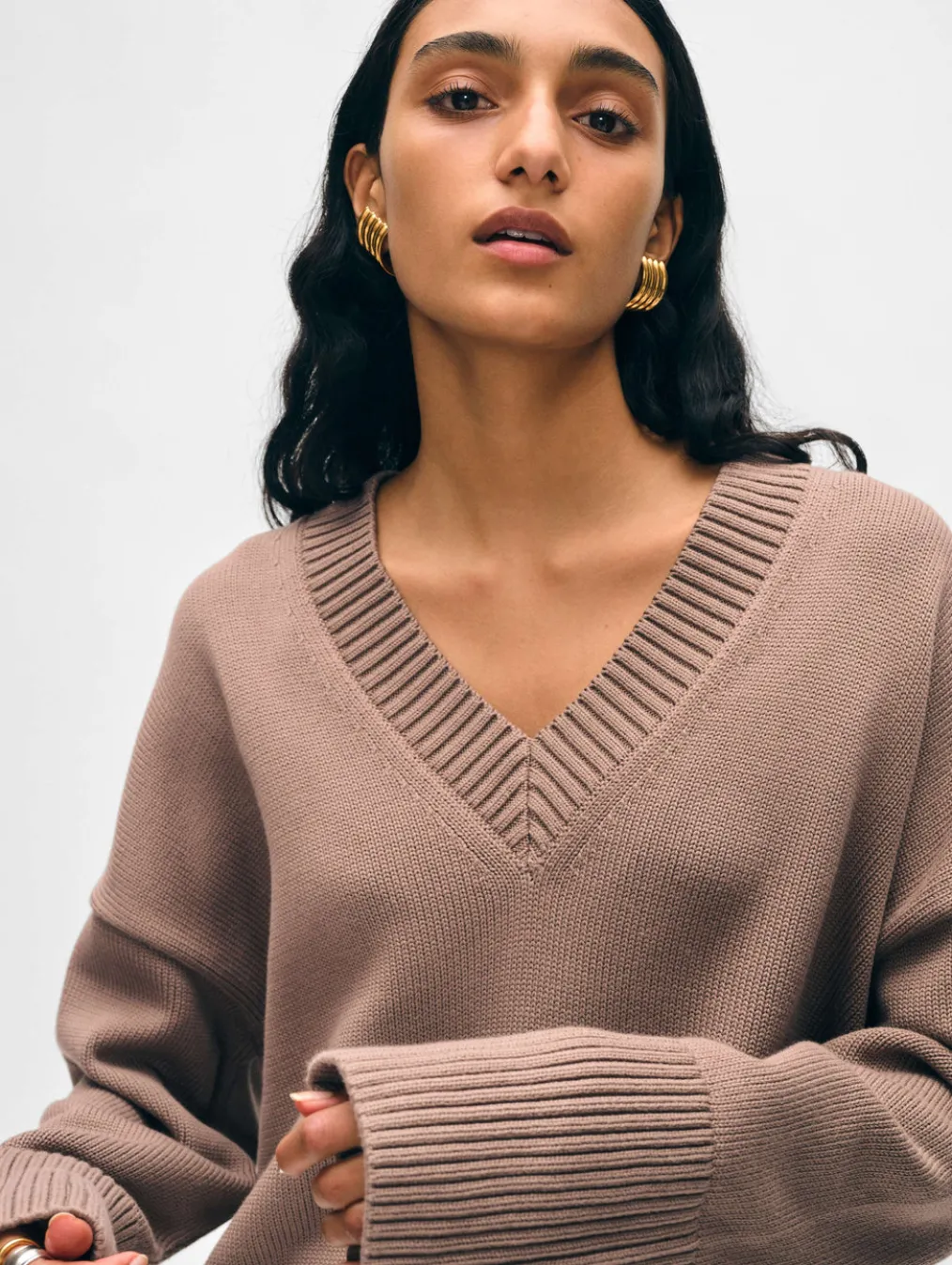 organic cotton oversized v neck