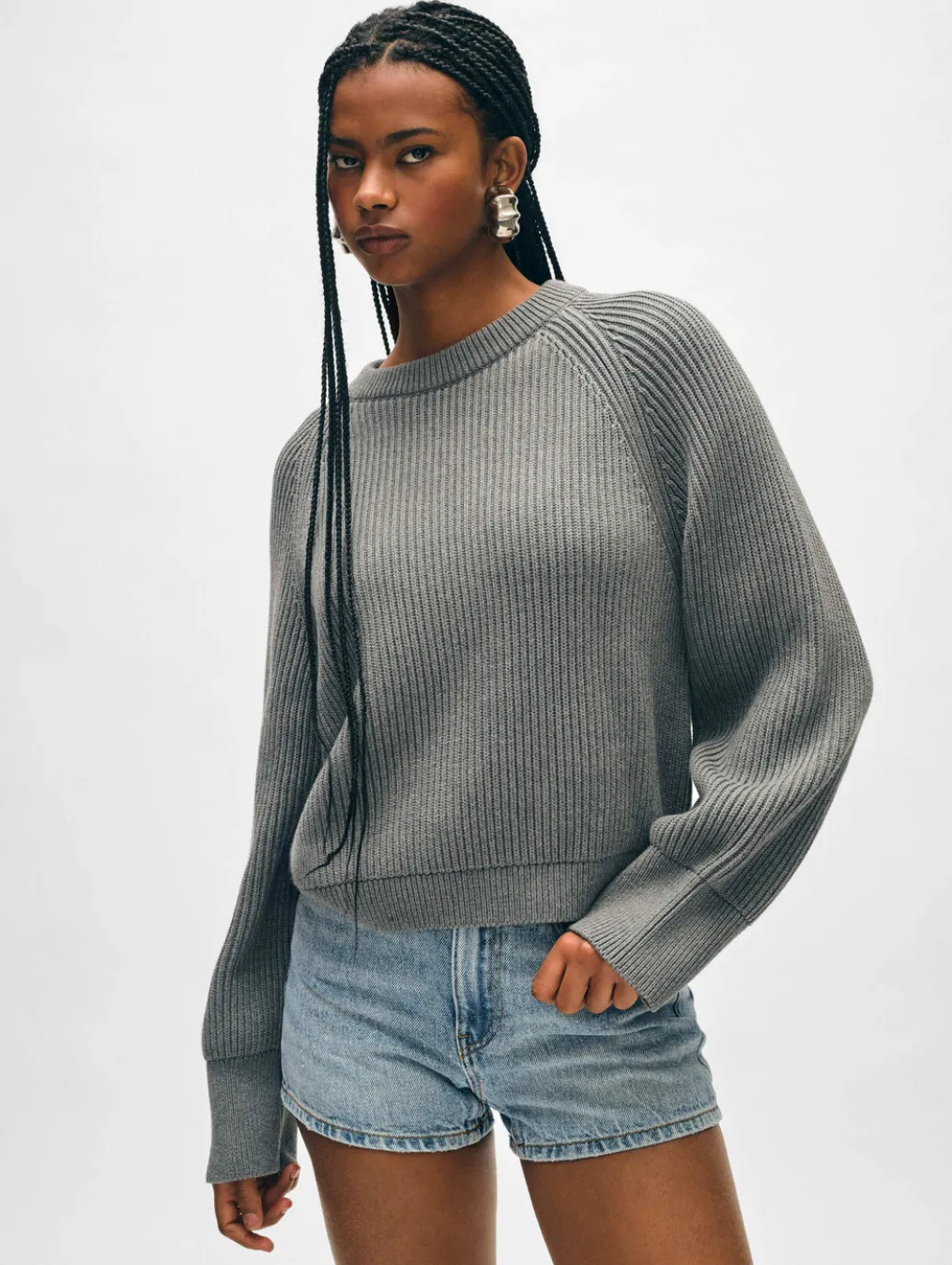 organic cotton plaited crewneck