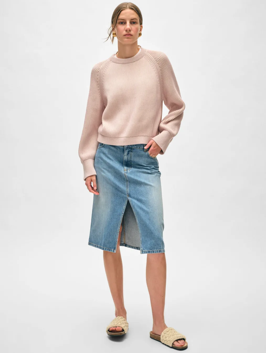 organic cotton plaited crewneck