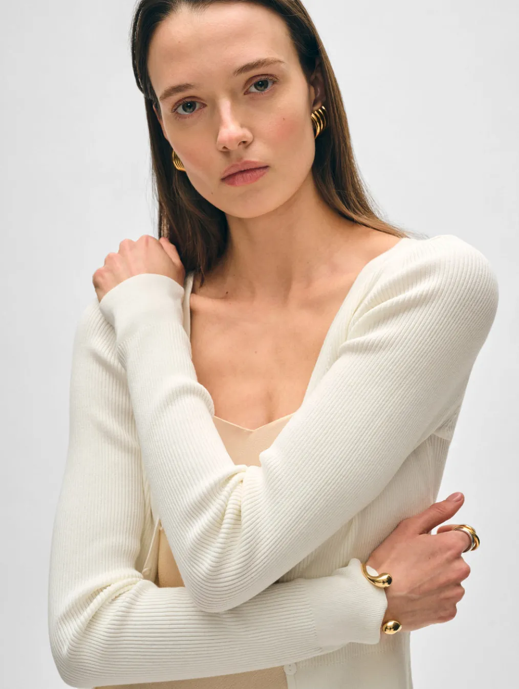 organic cotton ribbed cardigan