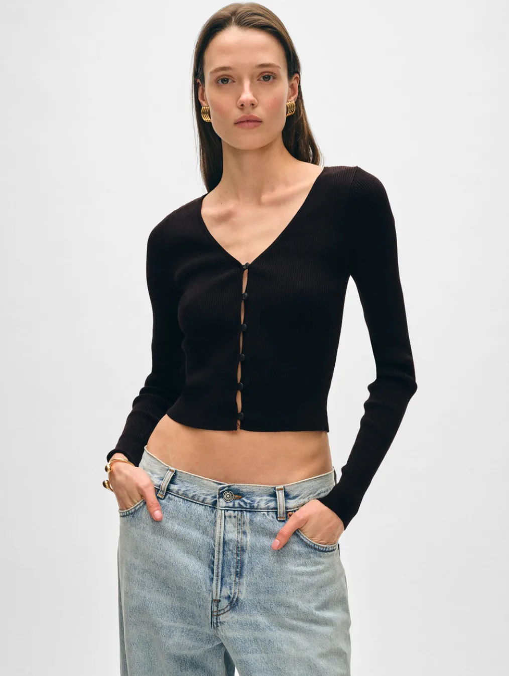 organic cotton ribbed cardigan