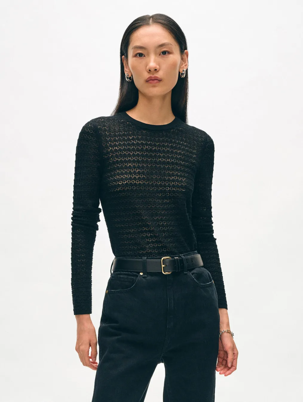 superfine merino lace stitch top