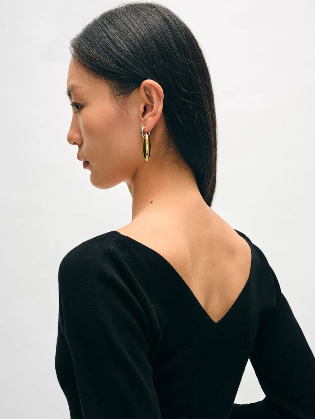 superfine merino ribbed v neck top